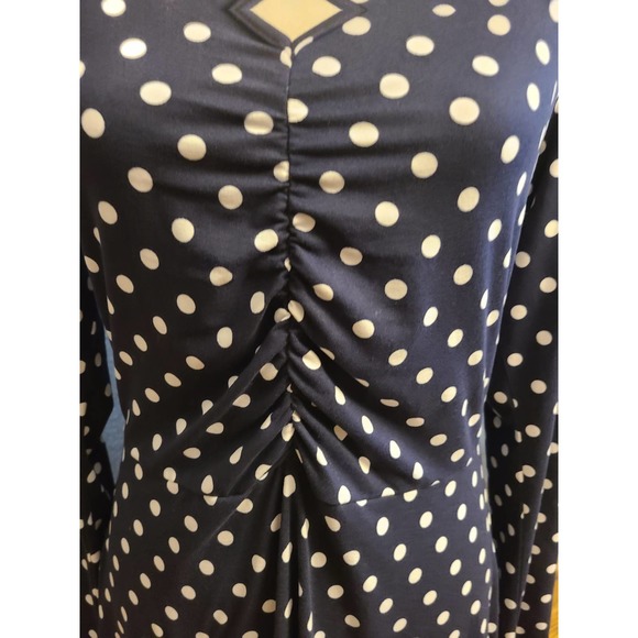 EUC Studio B by Bobeau Navy Blue Polka Dot Long Sleeve Dress Size S - Picture 3 of 6